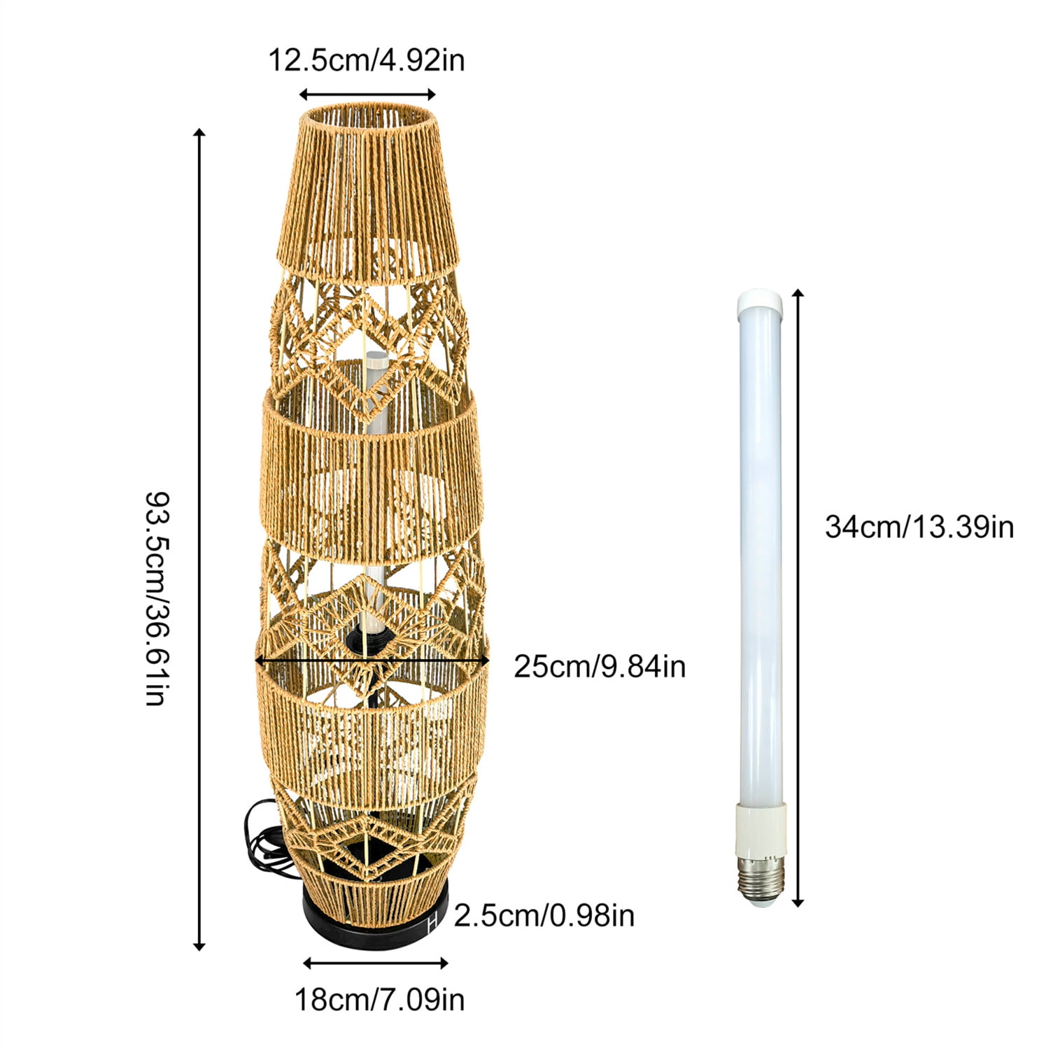 LUVODI 36.61 inch Standing Lamps 3 Color Temperatures Woven Wicker Boho Lantern Bedside Floor Lamp with Foot Switch