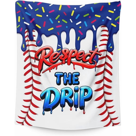 Baseball Drip Blanket for Gift Kids Blankets Gift for Birthday Baseball Lovers, Cute Cozy Soft 50 x 40 Inches Flannel Throws for Bed Travel Sofa Living Room