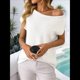 thumbnail image 4 of Suéter de Punto de Corta con Hombros Descubiertos para Mujer, Color Crema, Talla L, 4 of 8