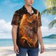 thumbnail image 3 of Fotbe Gold Flame Pattern Wolf Camisa Hawaiana para Hombre Unisex – Camisa Casual de Verano con Botones de Manga Corta de Algodón y Lino,Medium, 3 of 7