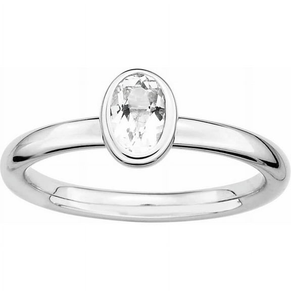 Sterling Silver Oval White Topaz Ring