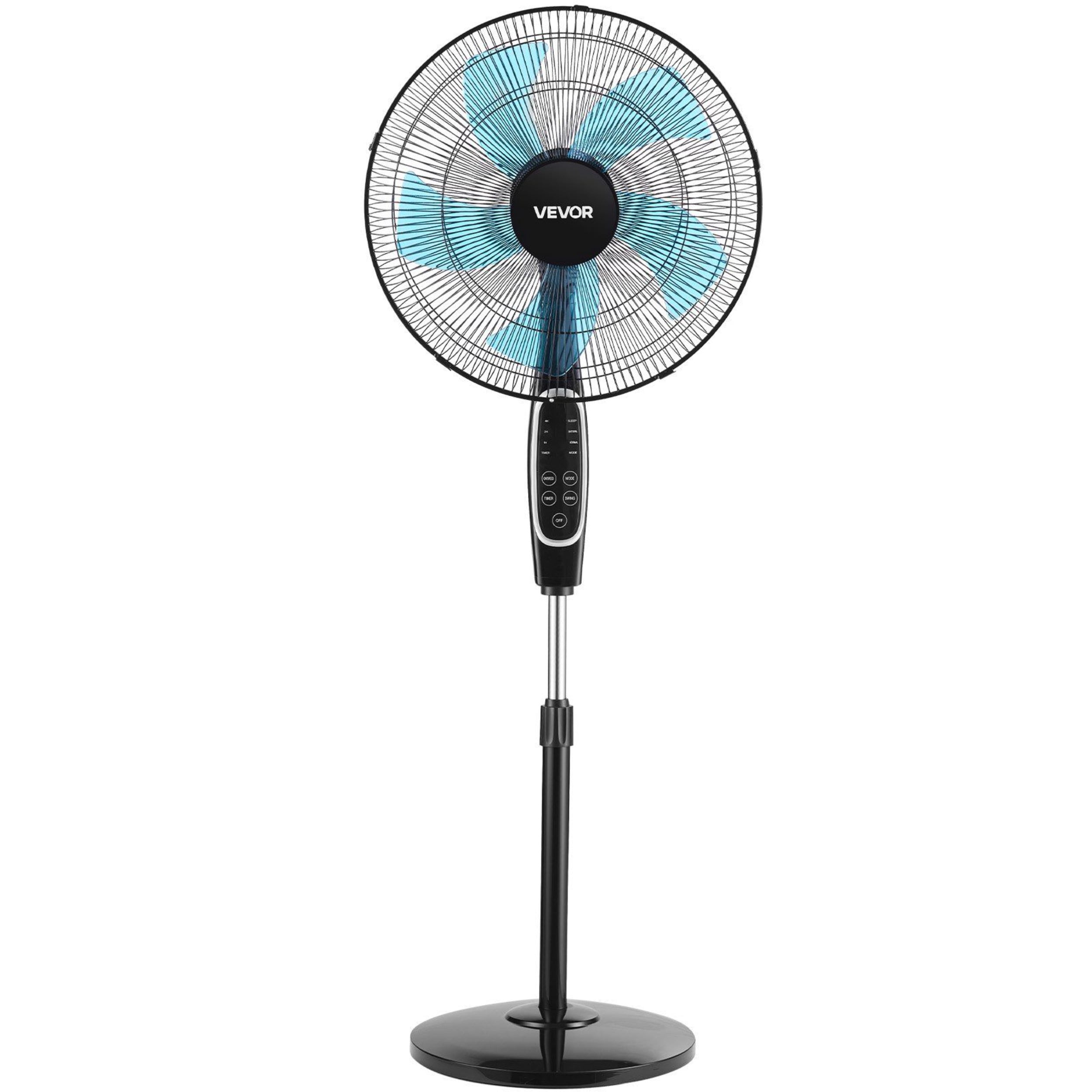 Black Silent Fan, with Remote Control, 9 Speed Settings and 3 Modes, Adjustable Height By Swaying, Silent DC Motor,