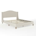 thumbnail image 2 of Martha Stewart Amelia Queen Upholstered Platform Bed with Curved Headboard and Cushioned Siderails, Wood Slat Foundation with No Box Spring Needed, Beige, 2 of 11