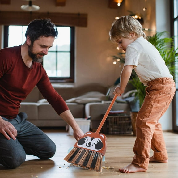 Raindrops Kids Broom Outdoor Cartoon Plastic Broom For Toddler Housekeeping Courtyard Garage Lobby Mall Market Floor Kitchen Home Room Office Pet Hair Rubbish