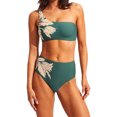 thumbnail image 5 of Gibobby Conjunto de Bañador Sexy Traje De Baño De 1 Pieza Con Estampado Abstracto De Bloque De Color Retro Para Mujer + Traje De Baño De 1 Pieza Para Cub(Verde,CH), 5 of 5