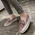 thumbnail image 5 of hopeusnice Women's Rhinestone Loafers Slip On Breathable Crystal Wedding Shoes Comfortable Flatform Sneakers Diamond Bowknot Party Shoes Pink 43, 5 of 8