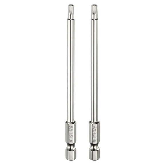 Uxcell 2pcs H1/8 Hex Head Screwdriver Bit 1/8" Flat Tip 1/4" Hex Shank 100mm (4") Long Magnetic Hexagonal Screw Drill Bit Wrench Chrome Plated