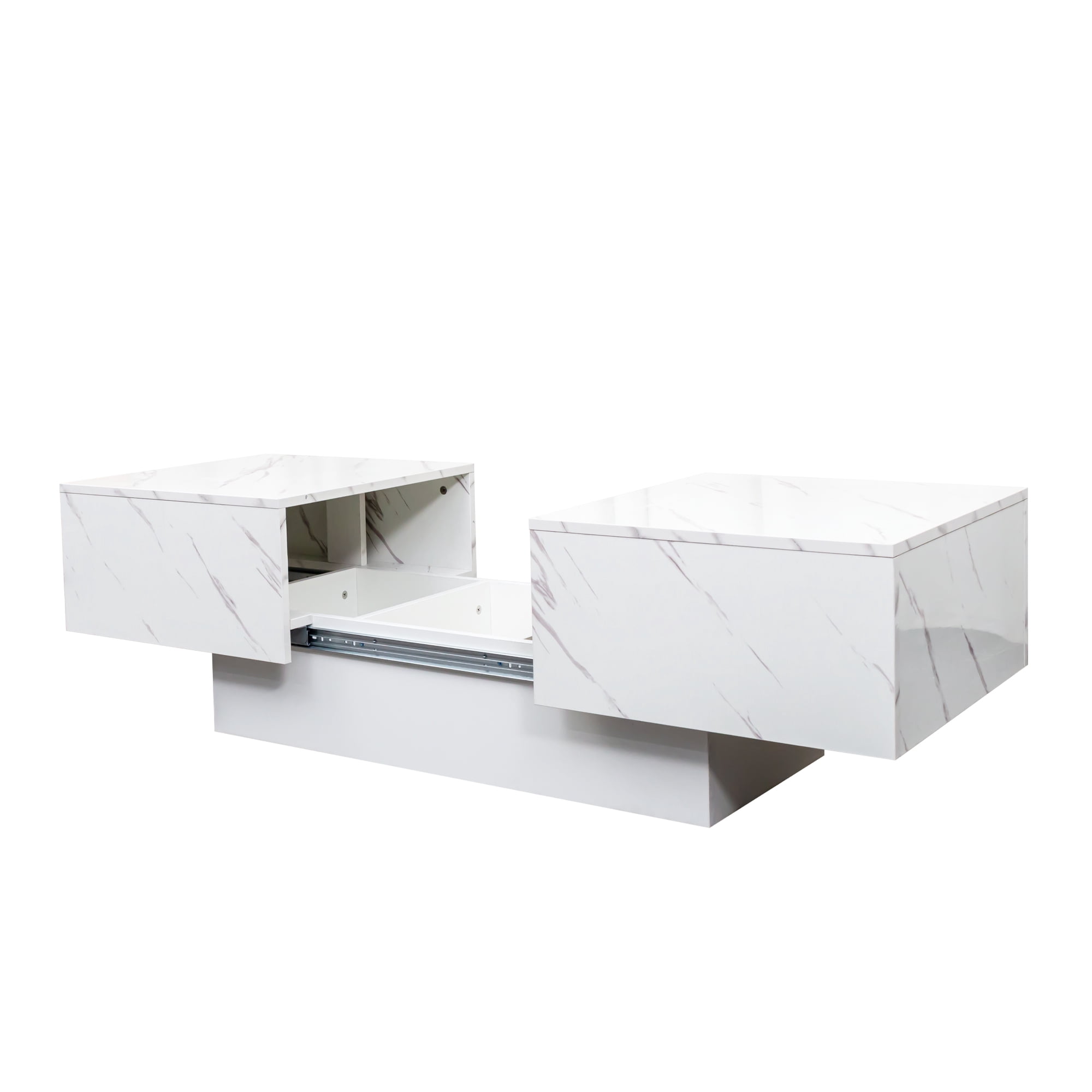 Coffee Table with Sliding Tabletop Hidden Storage Compartment Extendable, White