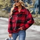 thumbnail image 4 of Puntoco, chaqueta a cuadros de felpa para mujer, cárdigan grueso, tops nuevos de invierno, liquidación Puntoco Puntoco-556, 4 of 9