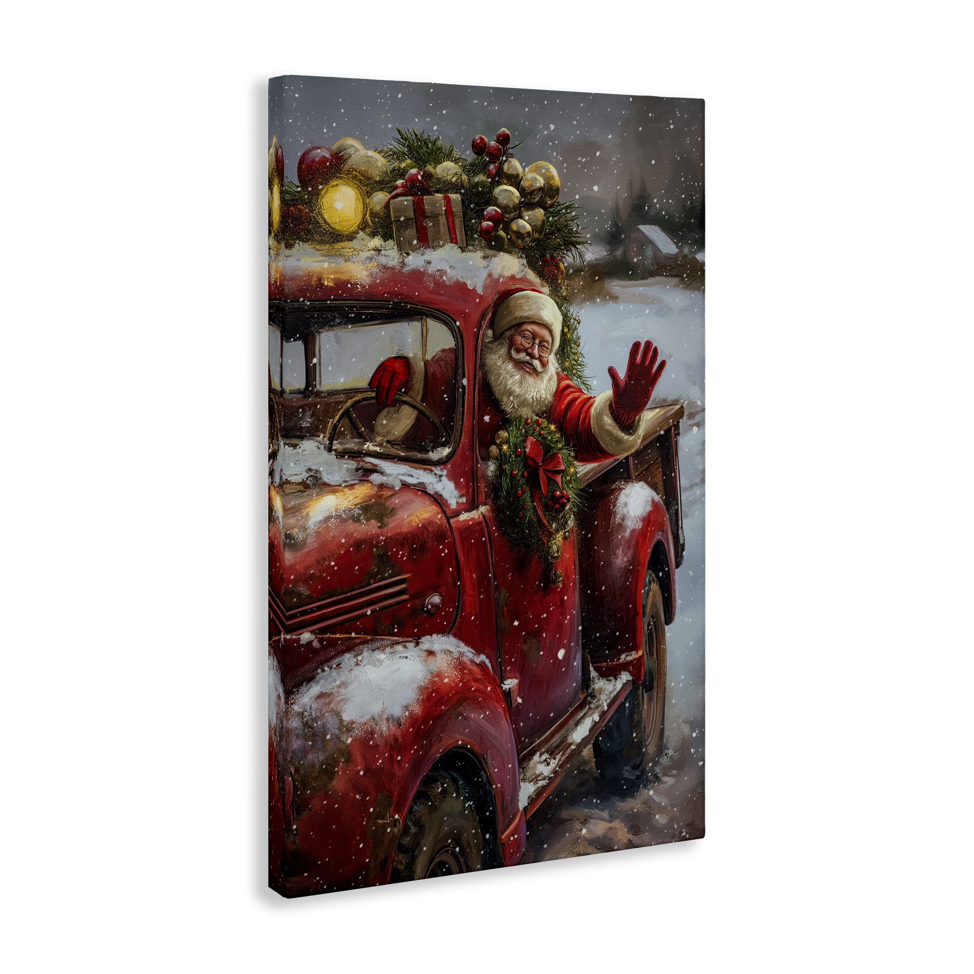 Stupell Industries Santa Waving Hello Holiday Painting Gallery Wrapped Canvas Art Prints Wall Art, 20 x 30
