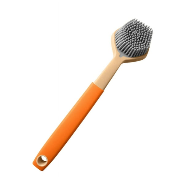 Silicone Kitchen Wash Pan Brush Non-stick Pan Decontamination Cleaning Brush Dishes Sink Cleaning Brush Kitchen Gadgets Orange