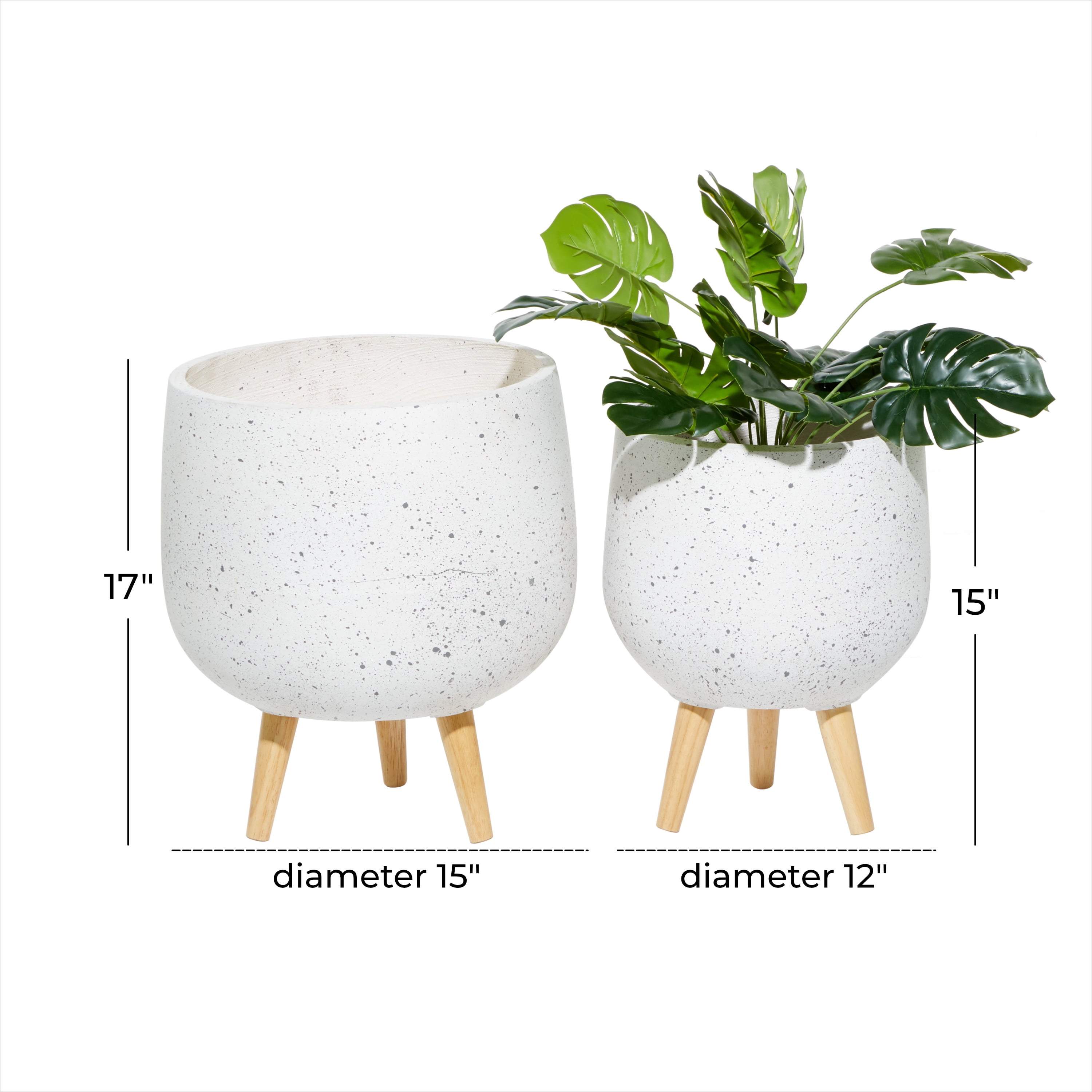 DecMode 15 In. Planter, MGO, White, 2 - Pieces