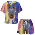 thumbnail image 2 of Dandadan Summer Home Suit For Womens Short-Sleeved Pajama Set 2pcs Loungewear Soft Sleepwear T-Shirts Tee Shirt Top And Short Sleeping Pants, 2 of 8