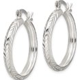 thumbnail image 2 of Sterling Silver 4mm Diamond-Cut Hoop Earrings (20 X 5) Made In India qe6812, 2 of 5