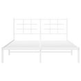 Bed frame with headboard metal white 160x200 cm