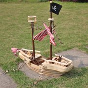 Topcobe Pirate Toys for Boys, Pirate Ship, Large Wooden Pirate Boat Toy for Kids, Multicolor, Pirate Ship Playset, Adventure Building Kit