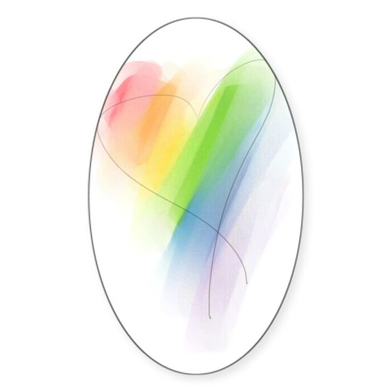 CafePress - Rainbow Heart - Sticker (Oval)