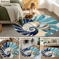 thumbnail image 5 of Navy Blue Teal Coastal Round Area Rug 4 FT, Non Slip Indoor Outdoor Rug, Abstract Art Nautical Ocean Conch Washable Soft Circular Carpet Non-Shedding Floor Mat for Coffee Table Nursery Foyer Balcony, 5 of 8