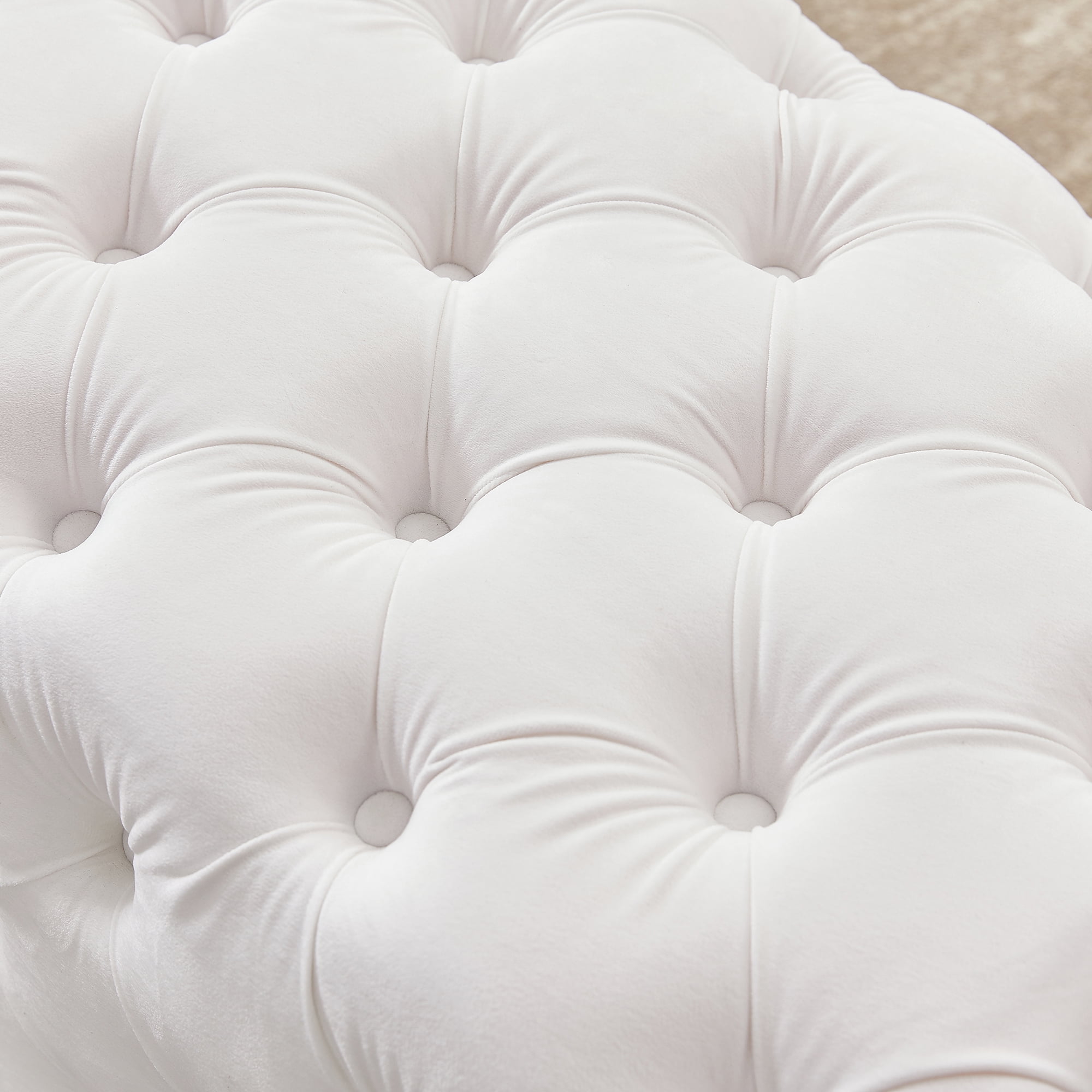 Kepooman 51 Inches Modern Velvet Bedroom Bench, Button-Tufted Upholstered Ottoman End of Bed Bench for Entryway Living Room Bedroom, White Kepooman 51 Inches Modern Velvet Bedroom Bench, Button-Tufted Upholstered Ottoman End of Bed Bench for Entryway Living Room Bedroom, White