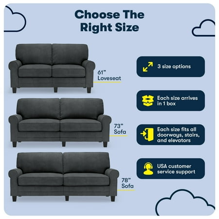 Serta - Copenhagen 3-Seat Polyester Fabric Sofa - Charcoal