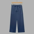 thumbnail image 4 of nochalofo Blue Womens Sweatpants, Pants for Women Cotton Linen Casual Summer 2025 Straight Wide Leg Loose Drawstring Elastic Waist Cropped Trouser, 4 of 5