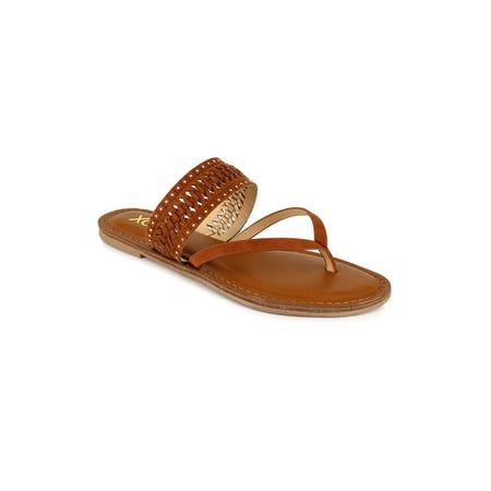 XOXO Womens Robby Faux Leather Flat Thong Sandals