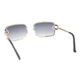 thumbnail image 4 of Women Rhinestone Jewel Rimless Rectangle Metal Rim Sunglasses Gold - Smoke, 4 of 4