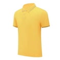 thumbnail image 2 of MIUOWANP Men's Pullover Shirts Short Sleeve Solid Color Lapel Business Casual T-Shirt Tops Size XL(10)Yellow, 2 of 4