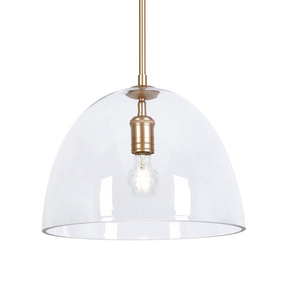 LNC Modern Gold Pendant Light with Clear Glass Dome Shade, 14" W x 14" D x 11" H