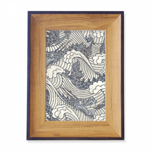 China Blue Dragon Wave Line Painting Repeat Photo Frame Exhibition Display Art Desktop Painting