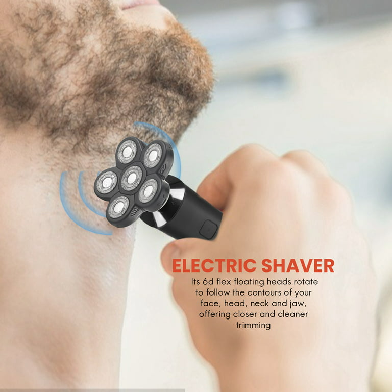 Men's Electric Shaver Heads 6 Blades Head Shaver Replacement Black