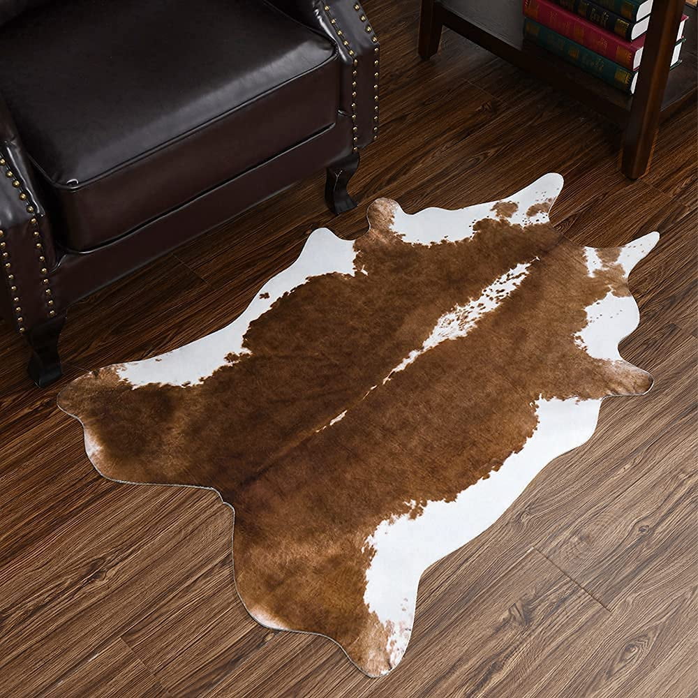 Softlife Cowhide Rug Cute Cow Print Western Rug for Living Room Faux Cow  Hide Carpet for Bedroom Decor Furniture,'',Khaki 