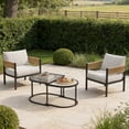 thumbnail image 5 of EVERITE 4-Piece Outdoor Patio Furniture Set with Coffee Table, Wicker Outdoor Sofa with Washable Thick Cushions for Poolside, Balcony, Deck, Natural, 5 of 7