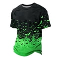 thumbnail image 4 of Halloween Corduroy Shirt for Men Spooky Bat Print Short Sleeve Graphic Tees Halloween Costumes Green M, 4 of 5