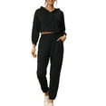 thumbnail image 1 of Conjuntos de sudaderas y pantalones de chándal para mujeres INSPIRE CHIC, sudadera corta y joggers largos XL en negro, 1 of 6
