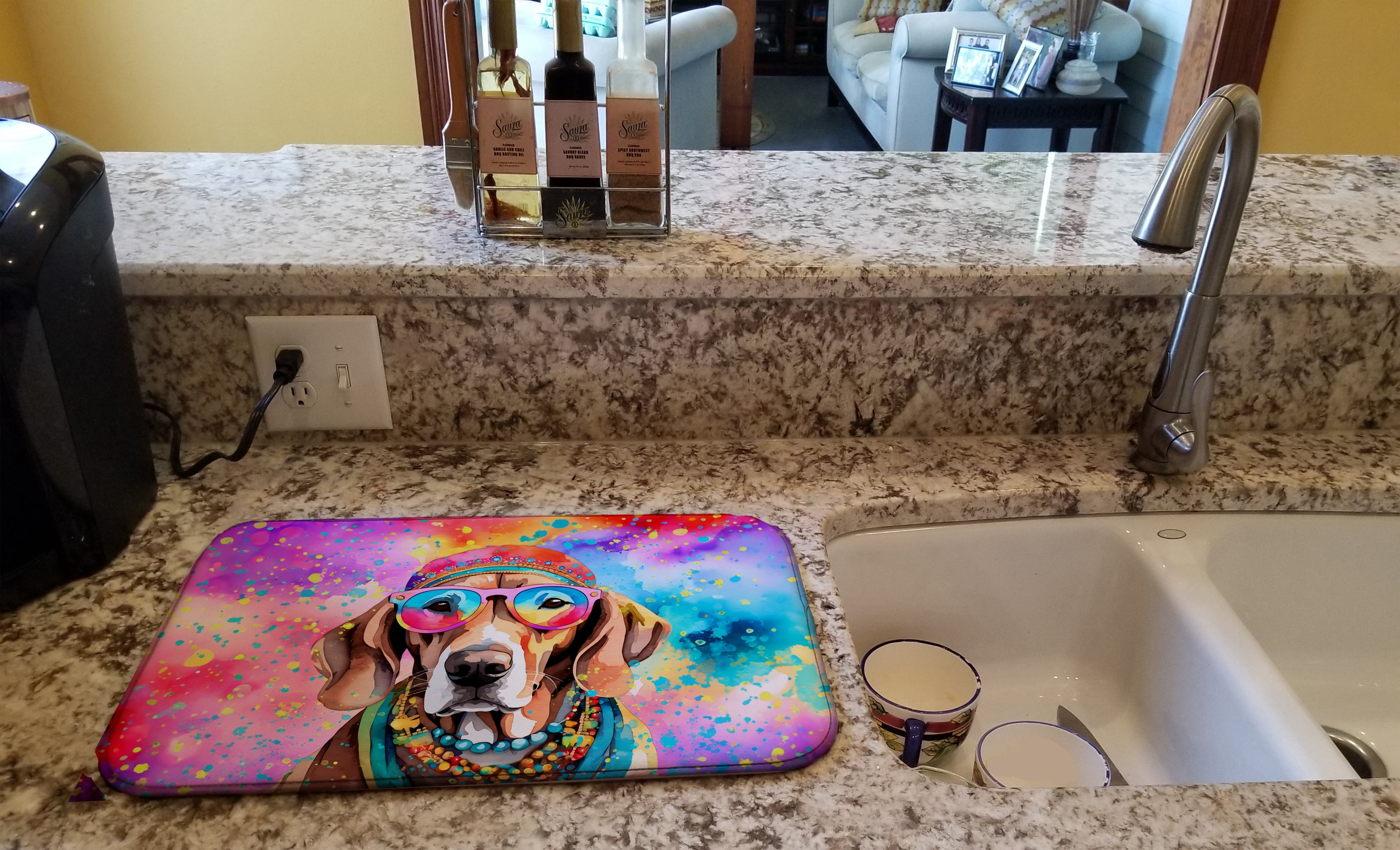 Carolines Treasures DAC2567DDM 0.2 x 21 x 14 in. Weimaraner Hippie Dawg Dish Drying Mat