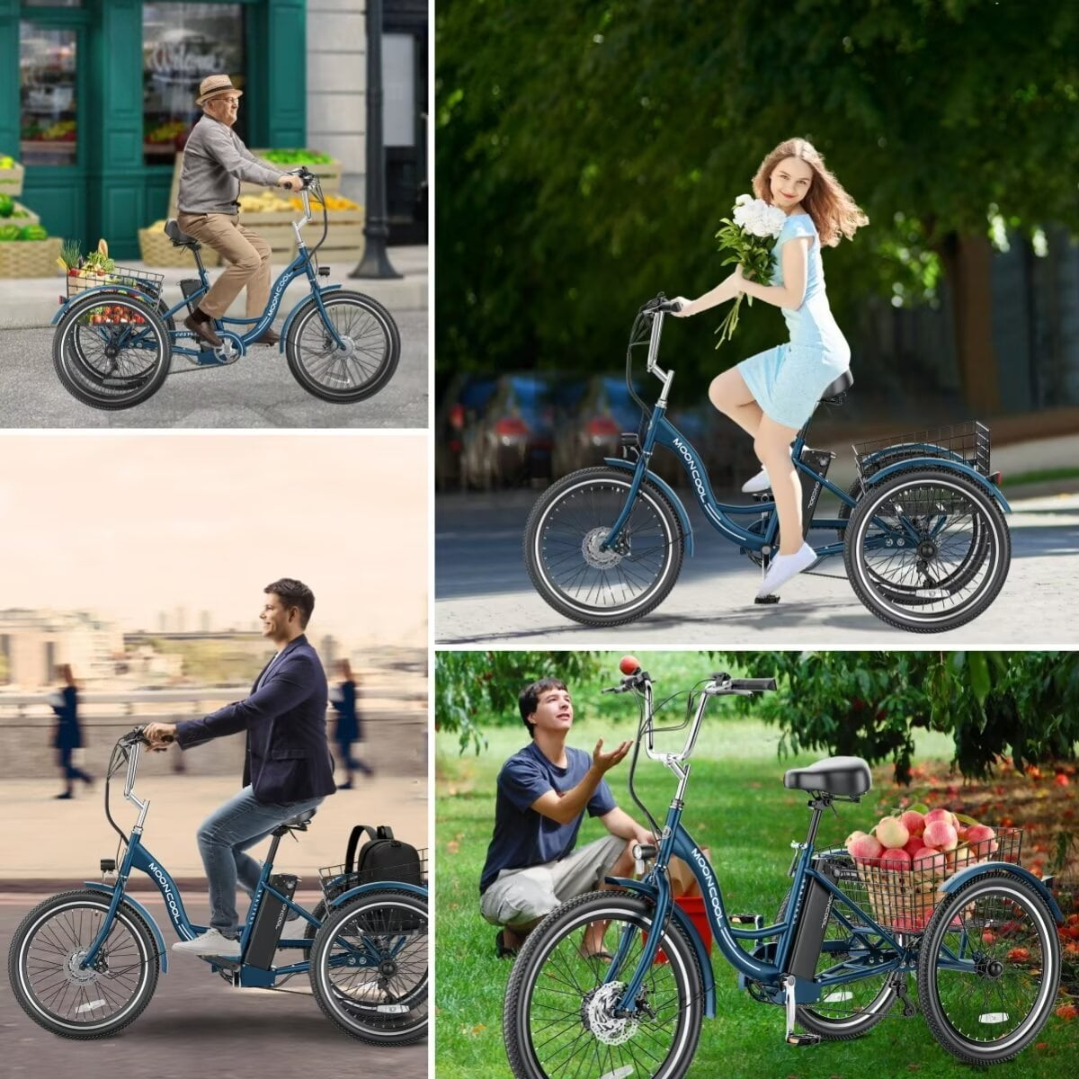 Lilypelle 24" 26" 3 Wheel Electric Tricycle for Adults, 350W 36V 7 Speeds Motorized Electric Trike Three Wheel Electric Bikes Bicycle with Large Basket for Women Men
