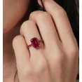 thumbnail image 2 of vylahjewellery Vintage Style July Birthstone Jewelry Women's Hidden Halo Engagement Ring Emerald Cut Pink Gemstone Ring 14K Vermeil Yellow Gold Ring, 2 of 9