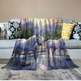 thumbnail image 2 of ARISTURING  Soft Cozy Throw Blanket for Couch, White Horse Moon,, 2 of 6