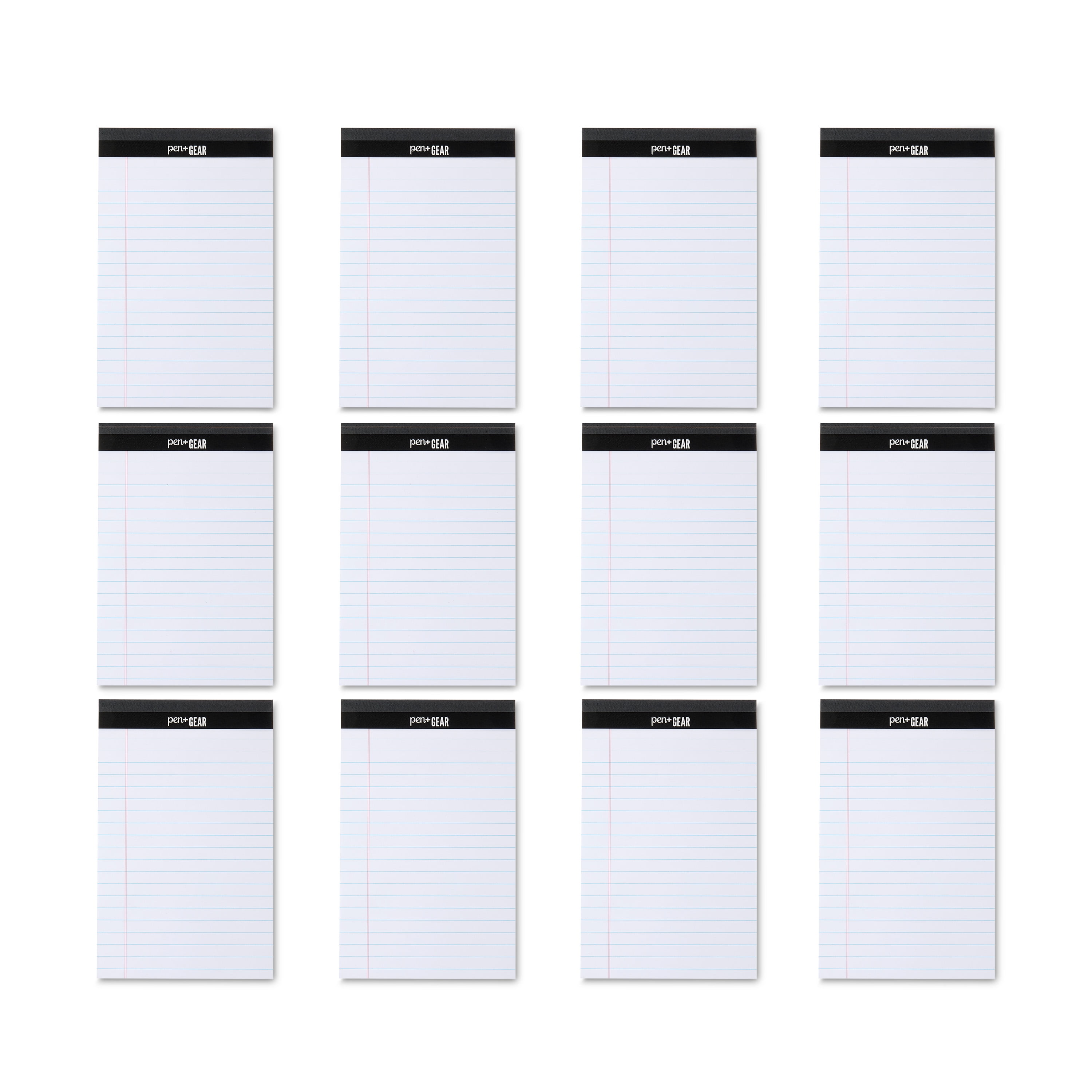 Pen+Gear Junior Legal Pads, Wide Ruled, 5"x8", White Paper, 50 Sheets per Pad, 12 per Pack