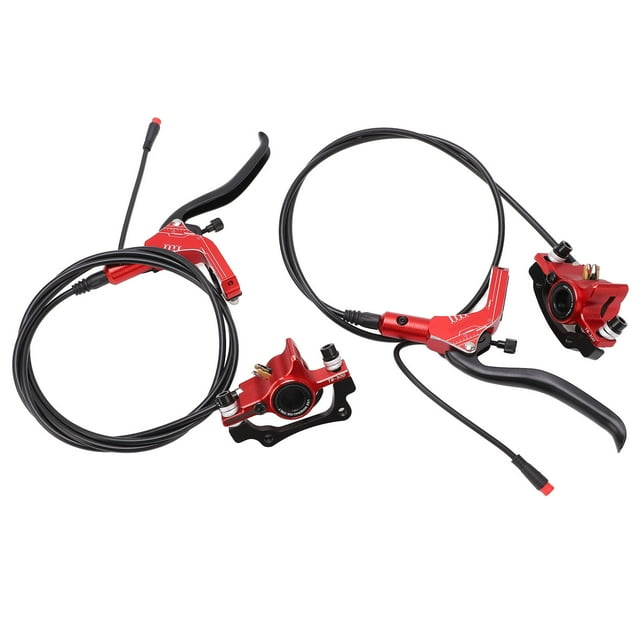 Hydraulic Disc Brake Assembly, Automatic Return Powerful Sensitive Bike Disc Brake Set for Electric Bikes Red