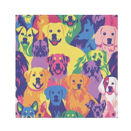 

JSTEL Dog Rainbow Color Cloth Napkins Set of 1 20x20 Inch Washable and Reusable Napkin for Decoupage Dinner Party Everyday Use