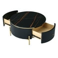thumbnail image 5 of 31.5" Modern Round Coffee Table with 2 large Drawers Storage Accent Table,Black, 5 of 13