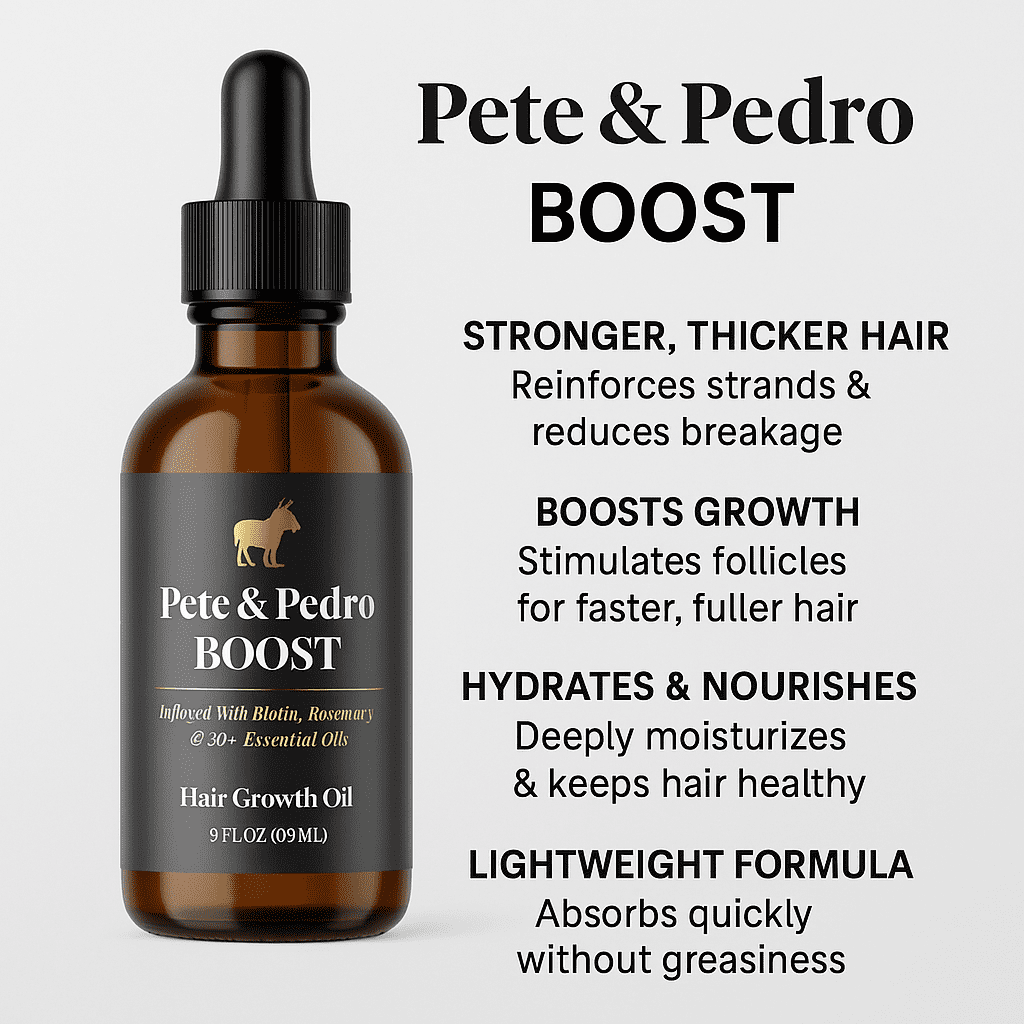 Pete & Pedro BOOST Hair & Beard Growth Strengthening Serum With Biotin & Rosemary, 2 oz