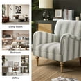 thumbnail image 6 of Stripe Armchair Upholstered Wooden Legs Accent Chair for Home Living Room Bedroom Adult Grey Stripe, 6 of 9