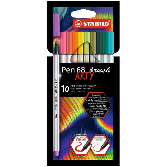 STABILO Pen 68 Brush, ARTY, Set of 10