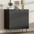 thumbnail image 3 of Buffet Sideboard Cabinet with 2 Doors, Modern Kitchen Cabinet with Golden Handles & Legs, Adjustable Shelf, Accent Coffee Bar Storage Sideboard for Kitchen, Living Room, Black, 3 of 7