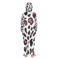 thumbnail image 3 of Soft Big Kids Onesie Pajamas Cozy Loose-Fit Jumpsuits for kids with Pockets for Christmas Lounge & Play Dark Red Leopard Print, 3 of 8