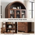 thumbnail image 6 of DTTRA 72.8" Tall Arched Kitchen Pantry Cabinet with 3 Glass Doors and 4 Drawers, Walnut, 6 of 8