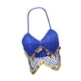thumbnail image 1 of Traje de danza del vientre con top corto de lentejuelas, sujetador con lentejuelas para fiestas en clubes y mujeres adultas. Azul real, 1 of 9